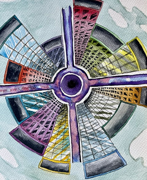 One Point Perspective Mandala Water Color on Paper 2021