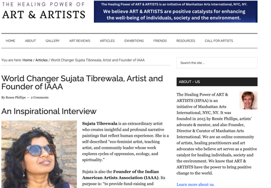 Sujata Tibrewala Inducted as World Changer by Renee Philip: Manhattan Arts International