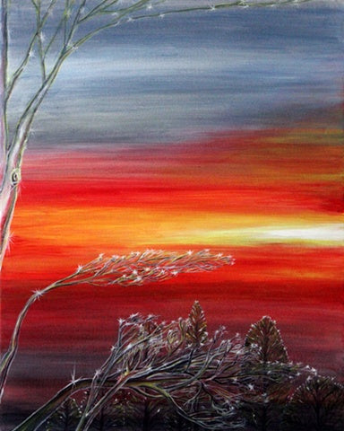 LIGHTS OUTSIDE MY WINDOW Acrylic on Canvas 20" x 16" 2012