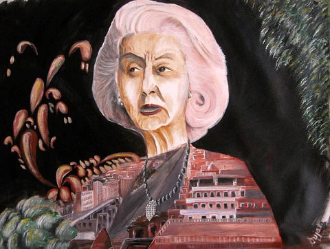 GAYATHRI DEVI, THE TRUE PRINCESS OF JAIPUR [Commissioned] | Acrylic on Canvas | 26.5" x 35.5" | 2009